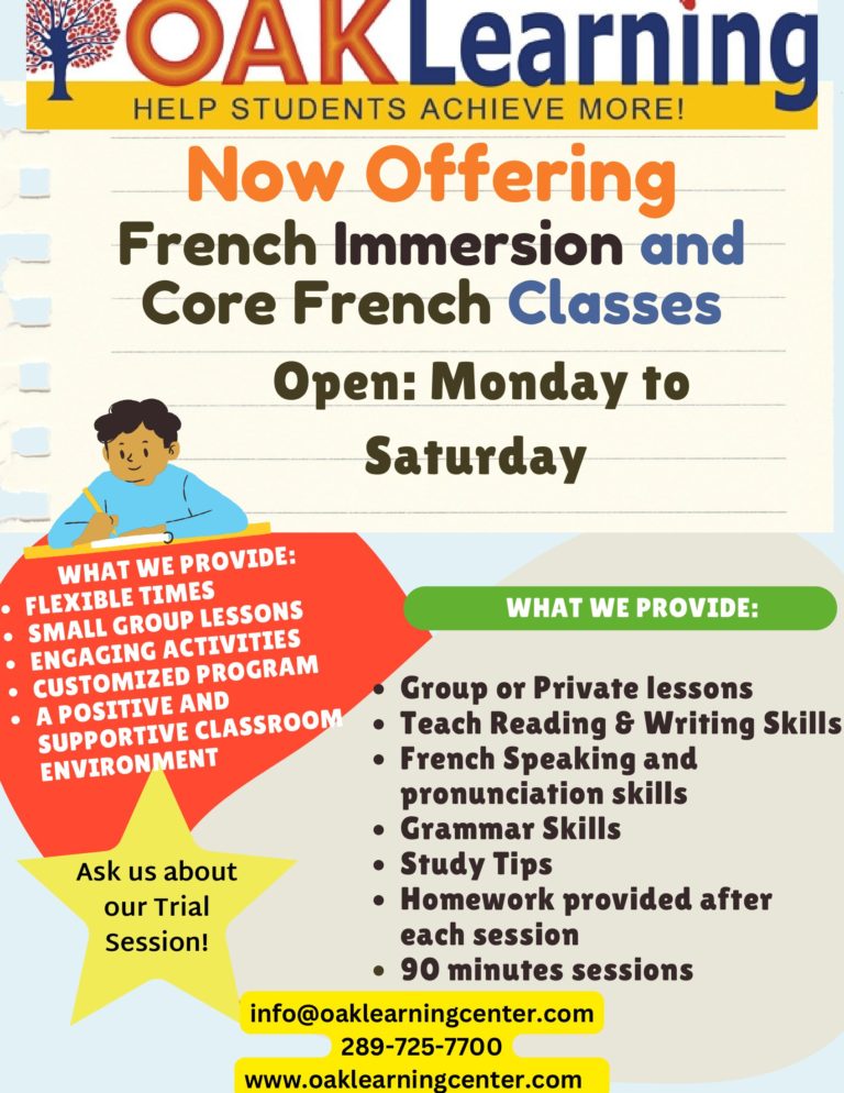 French Program Sample French Immersion or Core French Group Lessons-OAKLearning Center